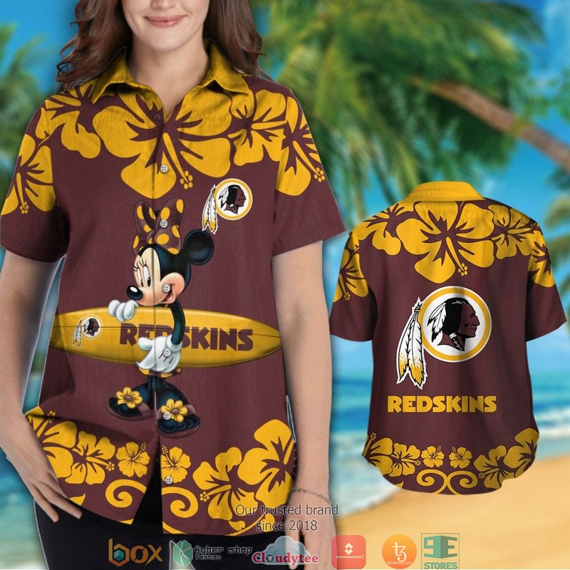 Washington Redskins Minnie Mouse Hawaiian Shirt Short 1 2