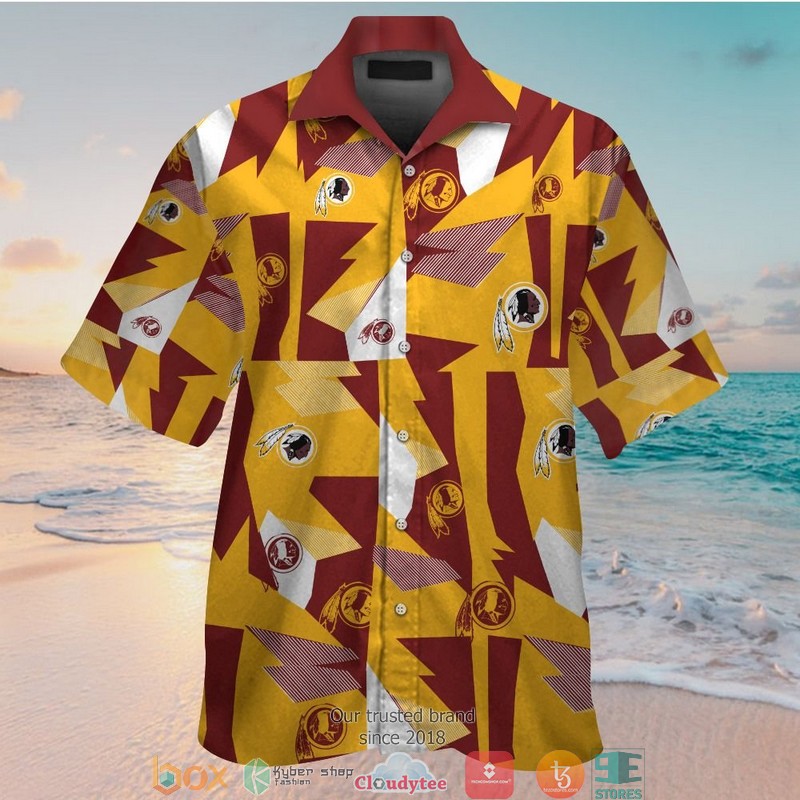 Washington Redskins Red yellow pattern Hawaiian Shirt Short