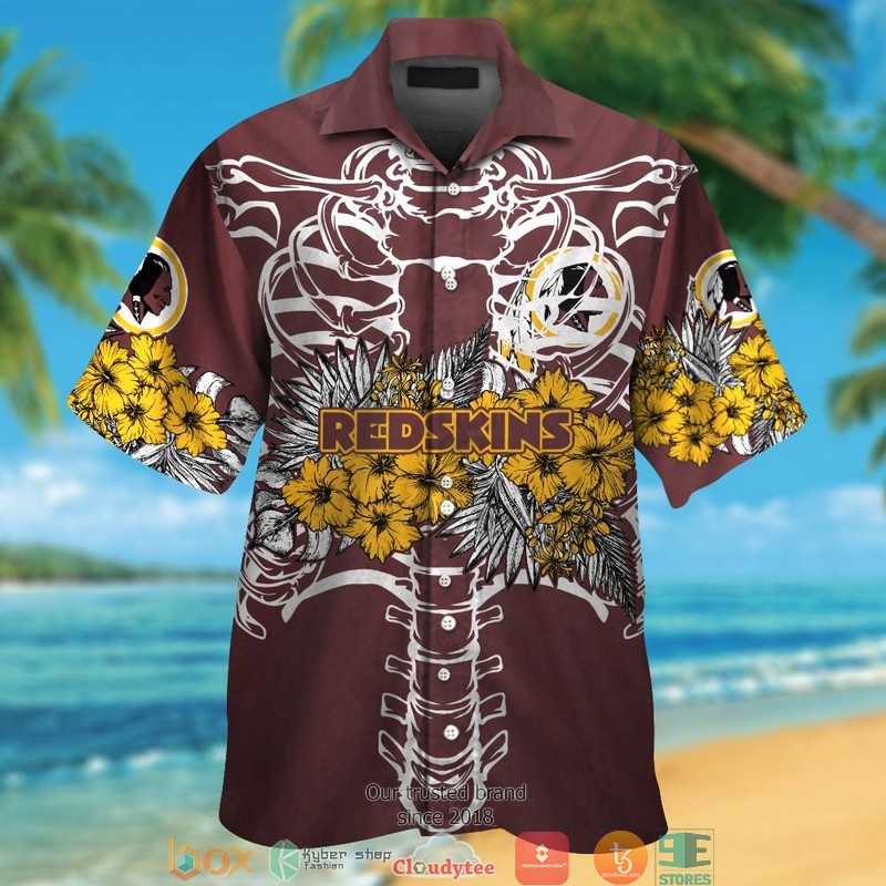 Washington Redskins backbone hibiscus Hawaiian Shirt short