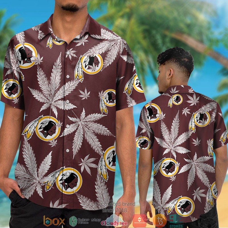 Washington Redskins cannabis Hawaiian Shirt short 1