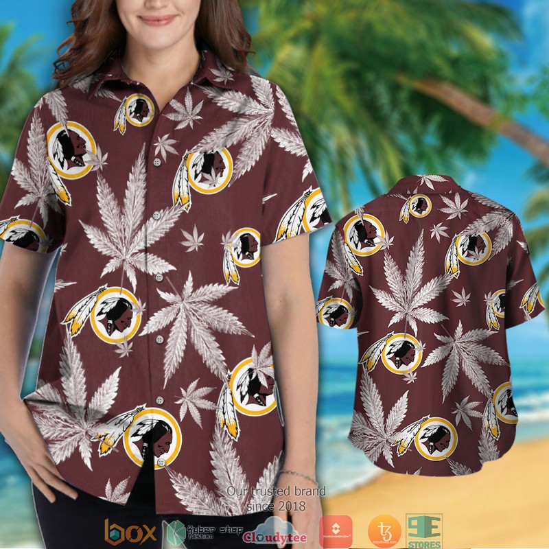 Washington Redskins cannabis Hawaiian Shirt short 1 2