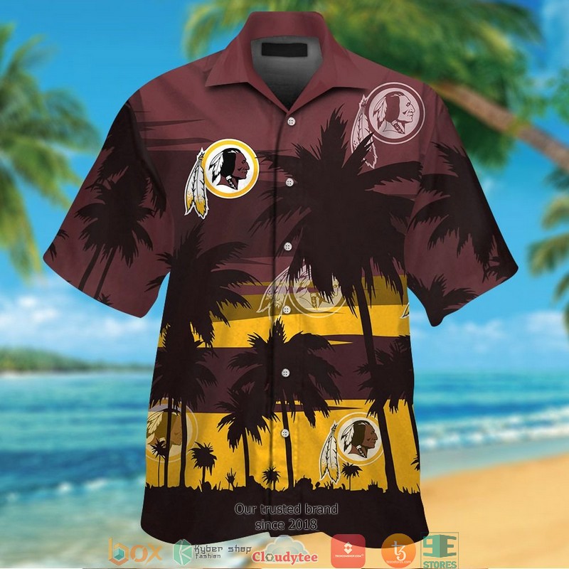 Washington Redskins coconut island dark red Hawaiian Shirt Short
