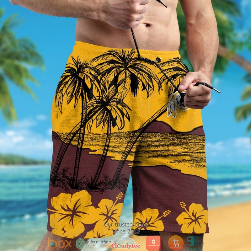 Washington Redskins coconut island hibiscus Hawaiian Shirt Short 1 2 3 4