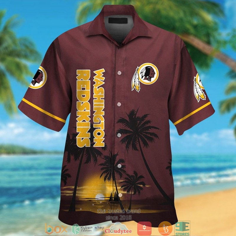 Washington Redskins coconut island night moon Hawaiian Shirt short