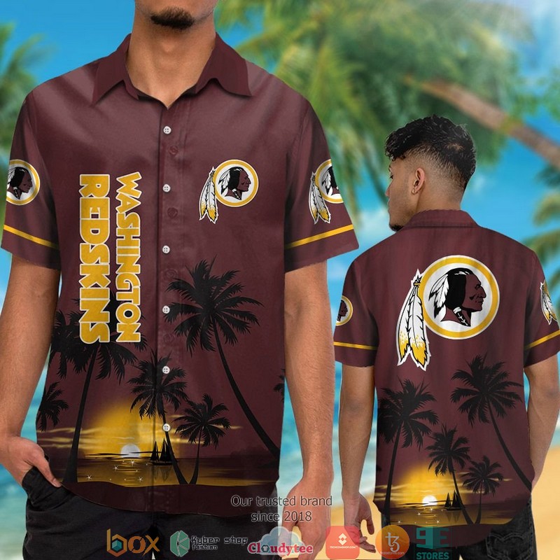 Washington Redskins coconut island night moon Hawaiian Shirt short 1