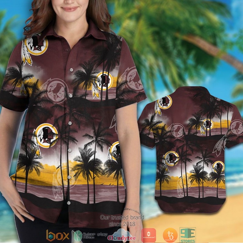 Washington Redskins coconut island ocean Hawaiian Shirt Short 1 2