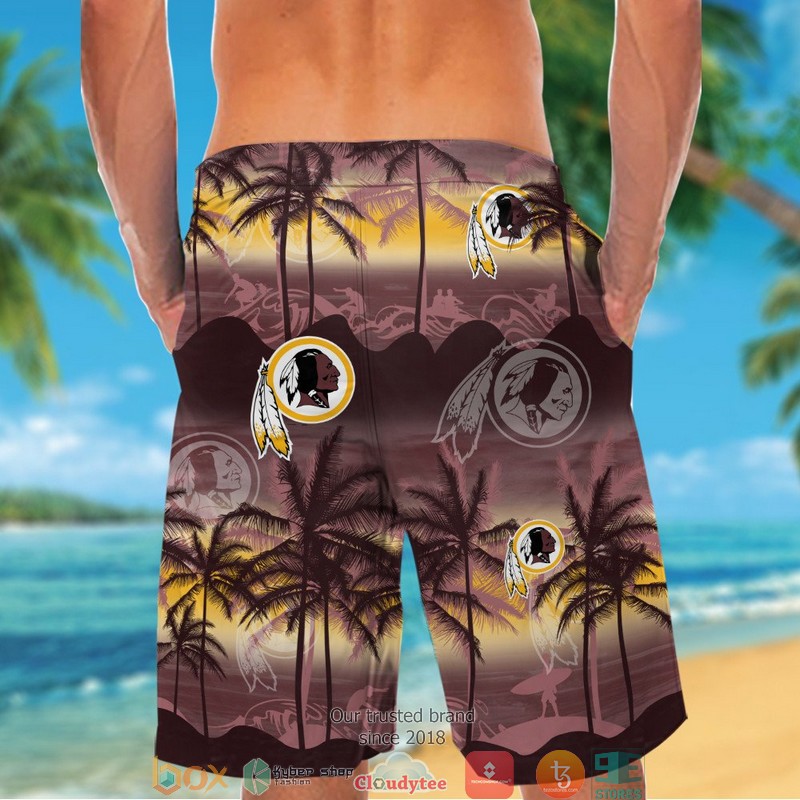 Washington Redskins coconut island ocean waves Hawaiian Shirt Short 1 2 3 4 5