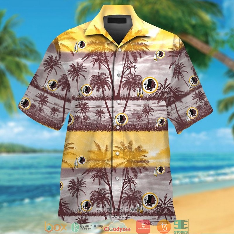 Washington Redskins coconut island yellow Hawaiian Shirt Short