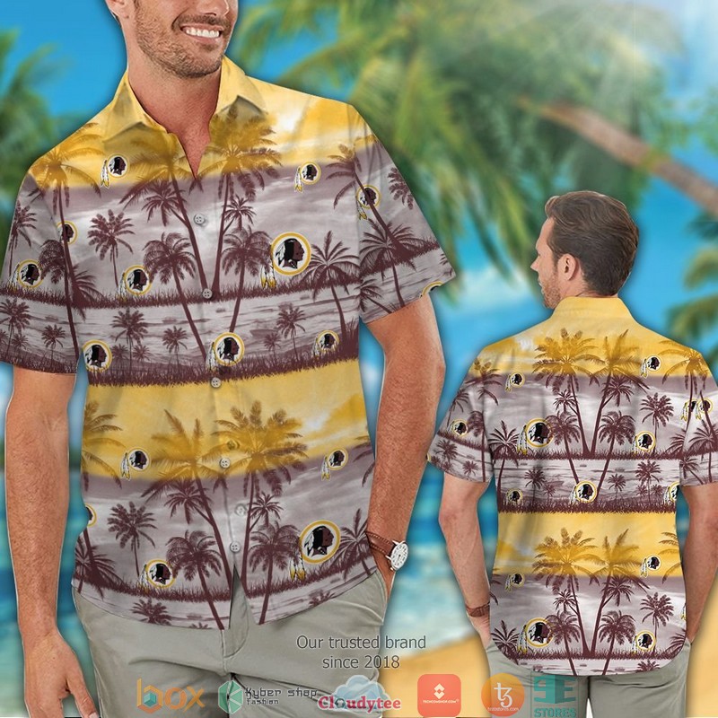 Washington Redskins coconut island yellow Hawaiian Shirt Short 1