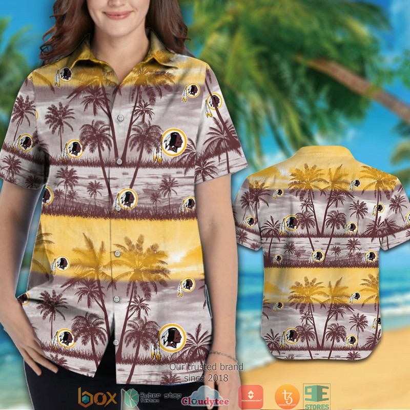 Washington Redskins coconut island yellow Hawaiian Shirt Short 1 2