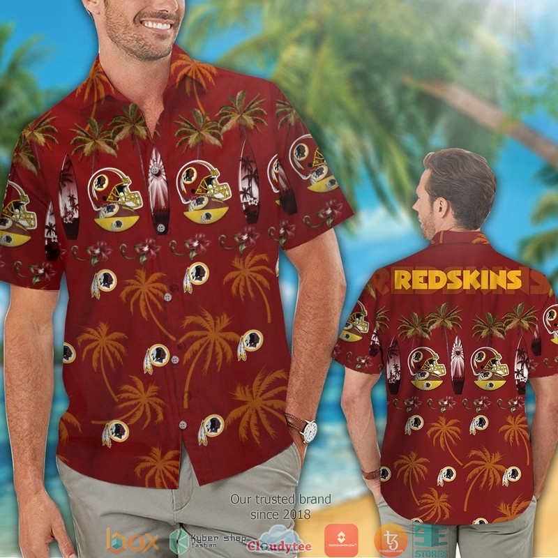 Washington Redskins coconut pattern Hawaiian Shirt Short 1