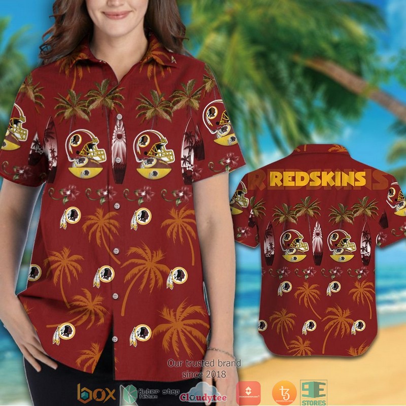 Washington Redskins coconut pattern Hawaiian Shirt Short 1 2