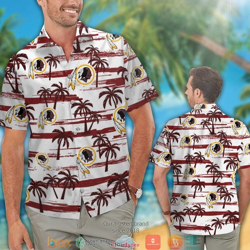 Washington Redskins coconut white Hawaiian Shirt Short 1
