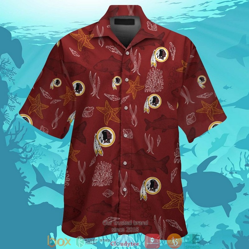 Washington Redskins fish ocean pattern Hawaiian Shirt Short