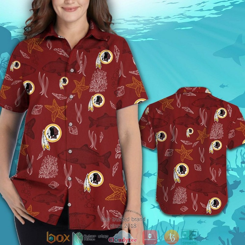 Washington Redskins fish ocean pattern Hawaiian Shirt Short 1 2
