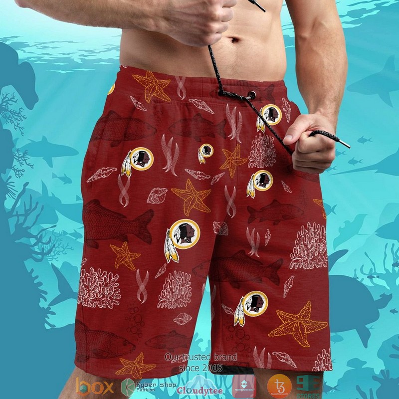 Washington Redskins fish ocean pattern Hawaiian Shirt Short 1 2 3 4