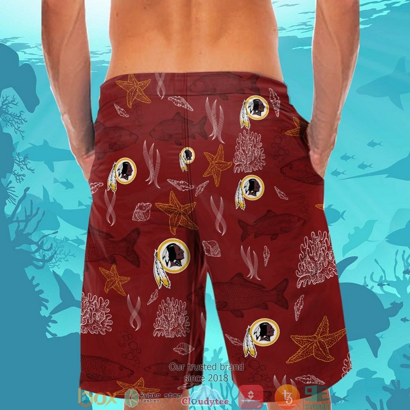 Washington Redskins fish ocean pattern Hawaiian Shirt Short 1 2 3 4 5