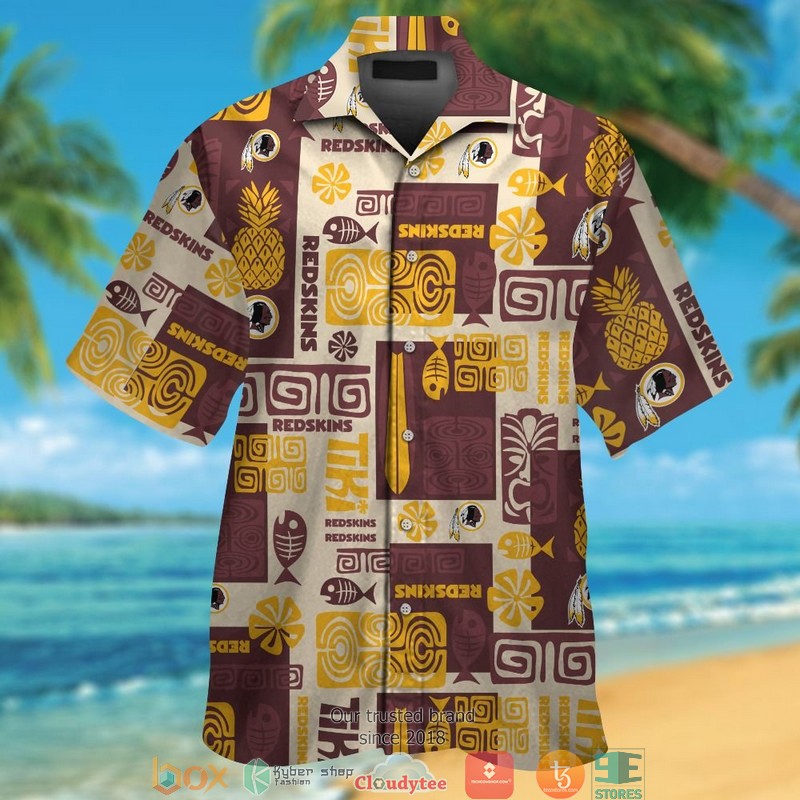 Washington Redskins fish pineapple pattern Hawaiian Shirt Short