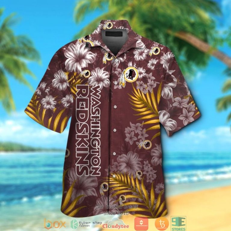 Washington Redskins hibiscus leaf Hawaiian Shirt Short