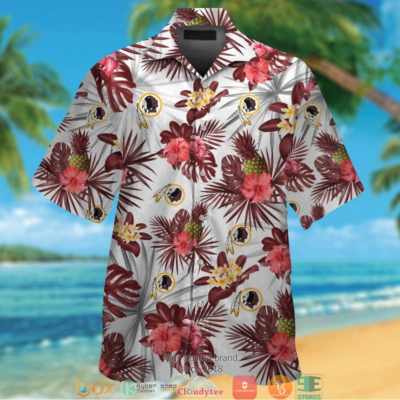 Washington Redskins hibiscus pineapple Hawaiian Shirt Short