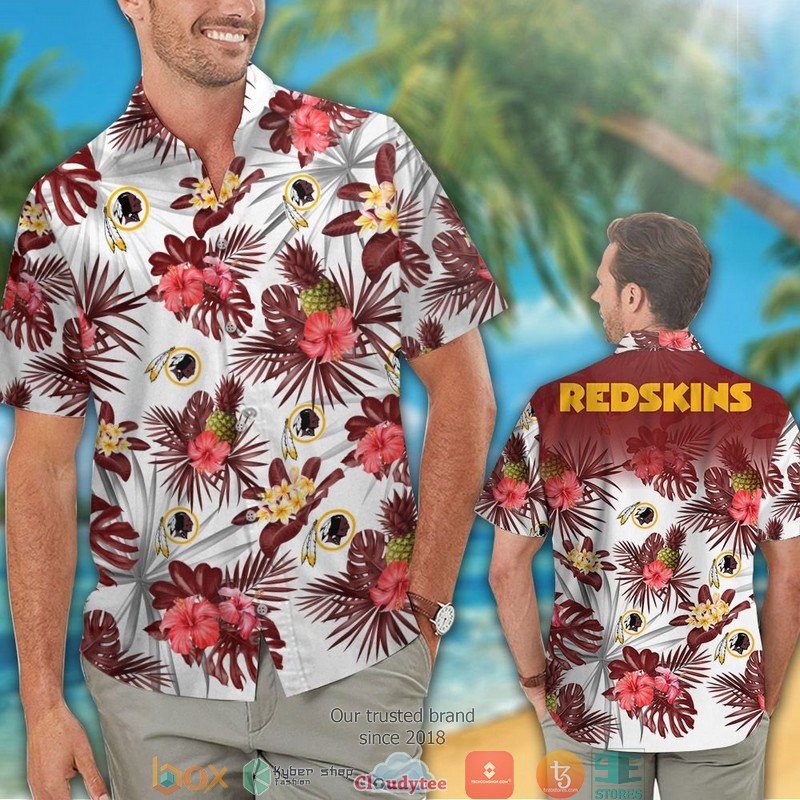 Washington Redskins hibiscus pineapple Hawaiian Shirt Short 1
