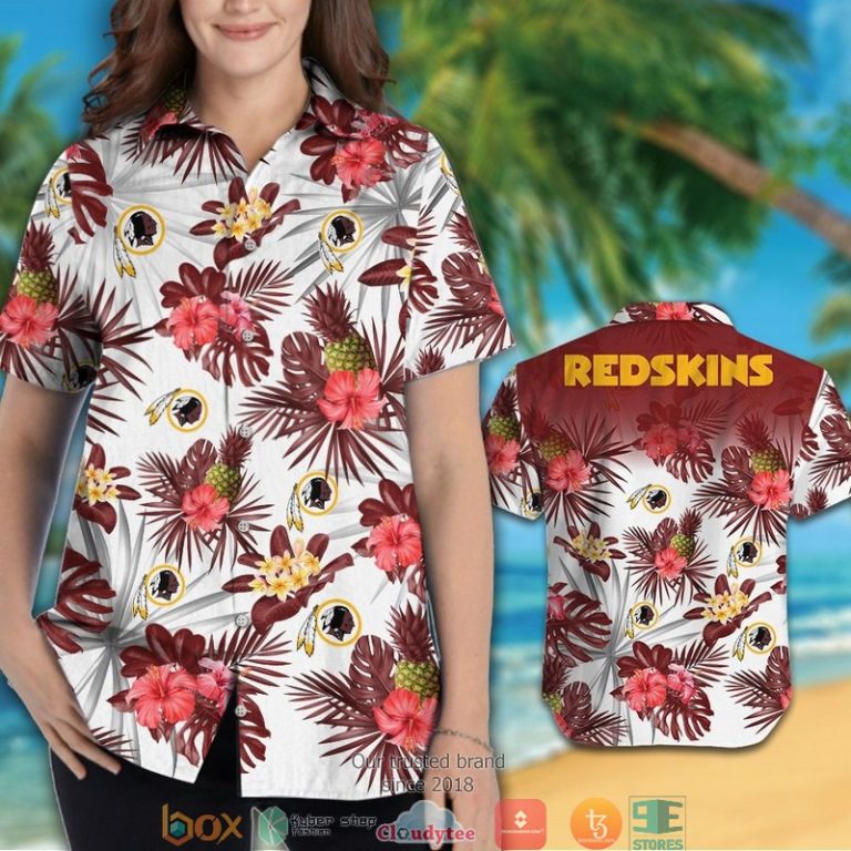 Washington Redskins hibiscus pineapple Hawaiian Shirt Short 1 2