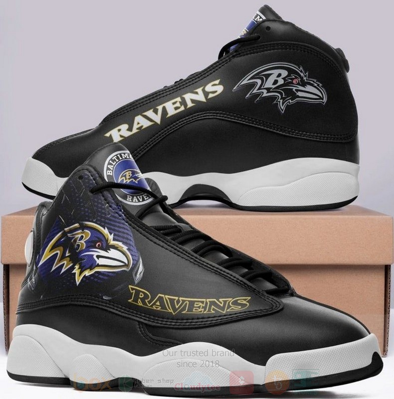 Baltimore Ravens NFL Big Logo Football Team Air Jordan 13 Shoes