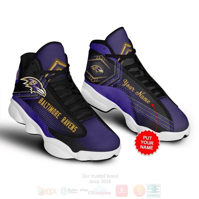 Baltimore Ravens NFL Custom Name Air Jordan 13 Shoes