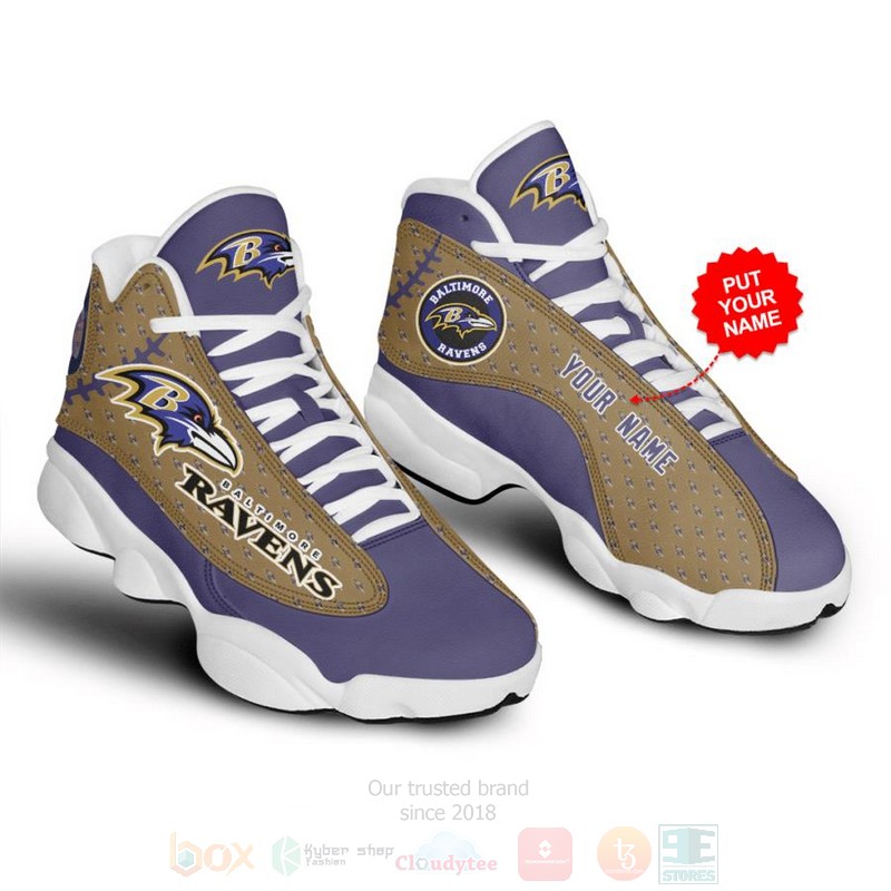 Baltimore Ravens NFL Football Custom Name Air Jordan 13 Shoes