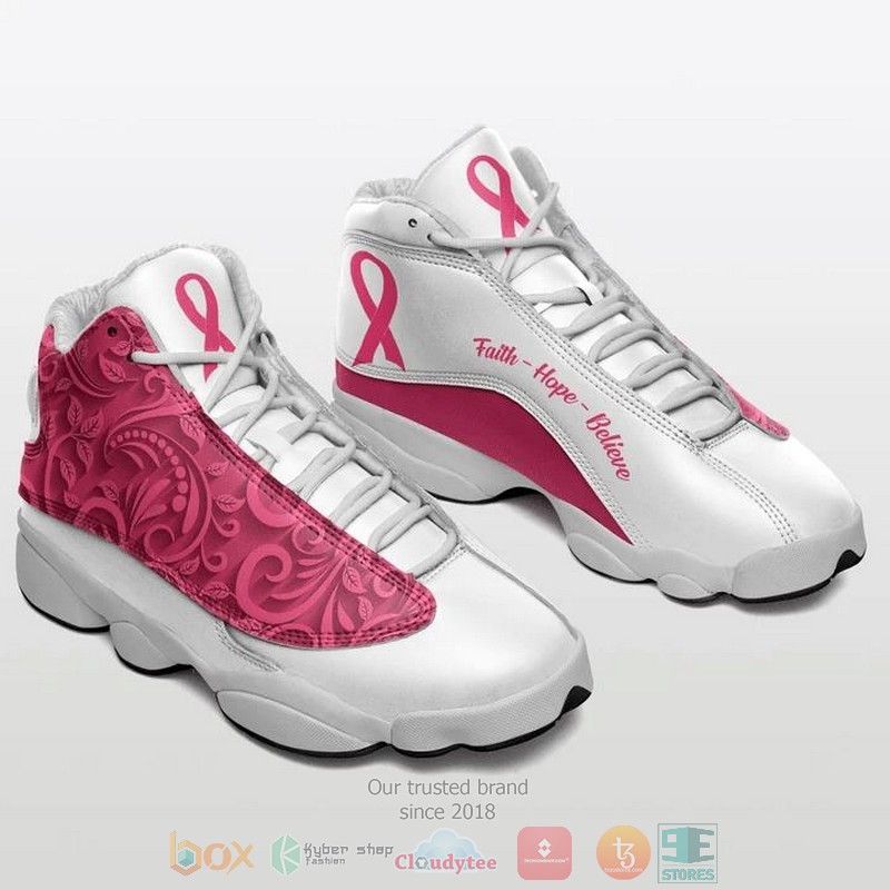 Breast Cancer Faith Hope Believe Air Jordan 13 shoes