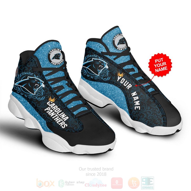 Carolina Panthers NFL Custom Name Air Jordan 13 Shoes