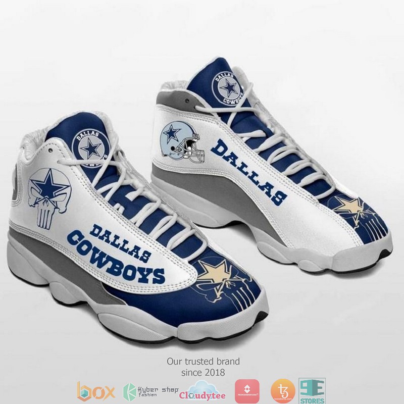Dallas Cowboys NFL Skull big logo Football Team Air Jordan 13 Sneaker Shoes