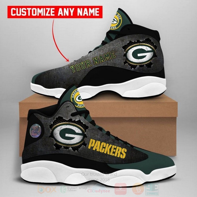 Green Bay Packers NFL Football Team Custom Name Air Jordan 13 Shoes