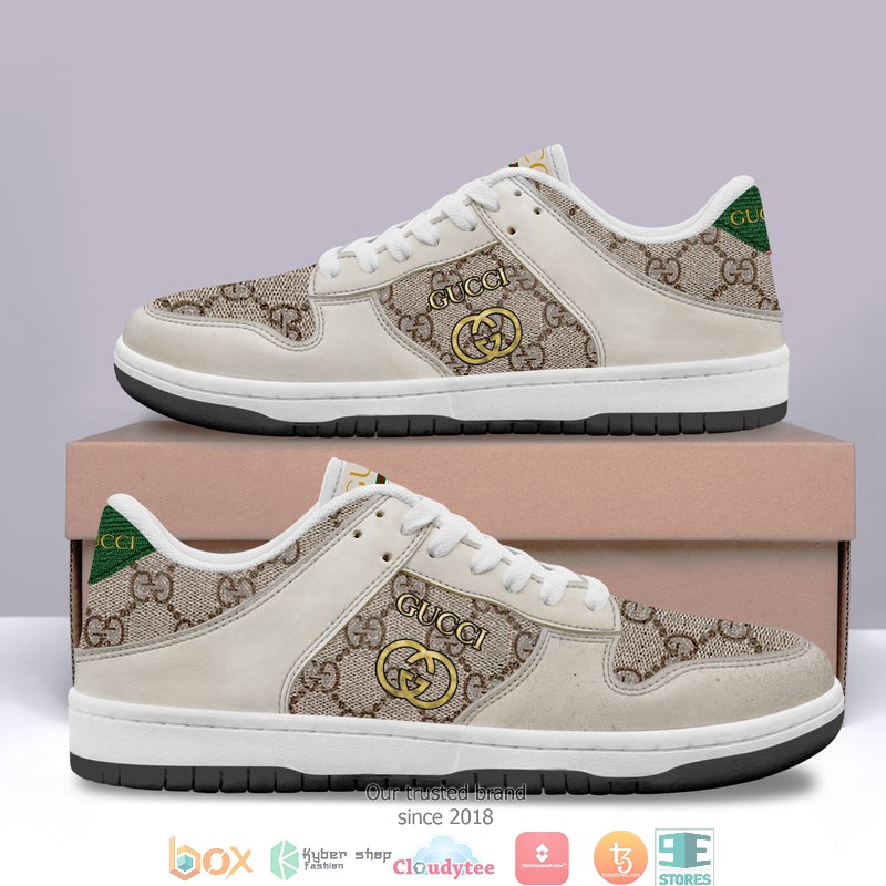 Gucci Gold logo Silver Low top Air Jordan Sneaker Shoes
