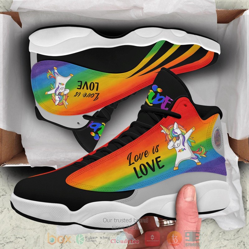 LGBT Dabbing Unicorn Love is Love Air Jordan 13 shoes