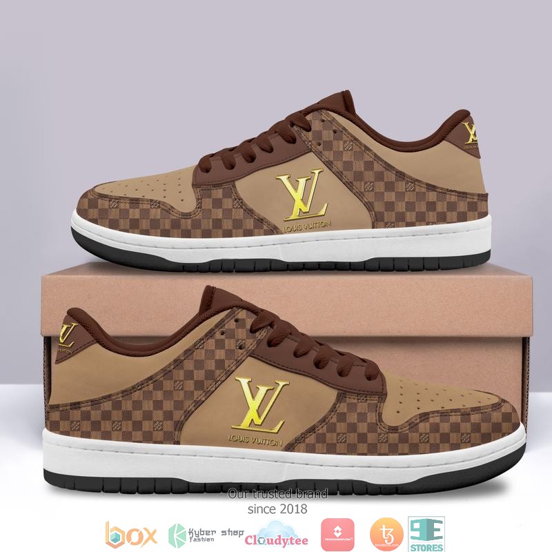 Louis Vuitton LV Gold logo cara pattern brown Low top Air Jordan Sneaker Shoes