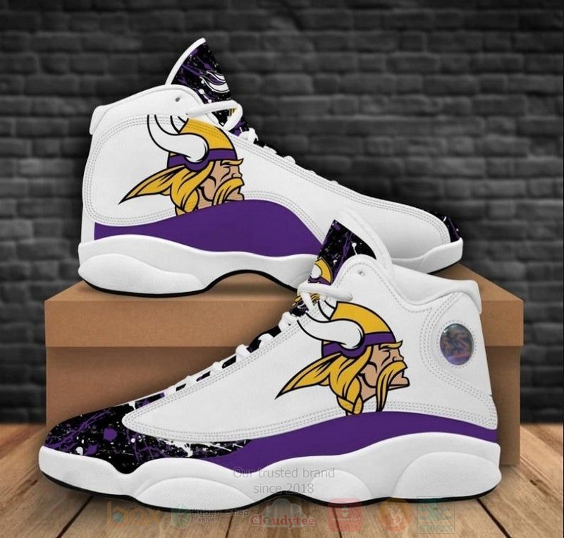 Minnesota Vikings NFL Big Logo Bling Bling Football Team Air Jordan 13 Shoes