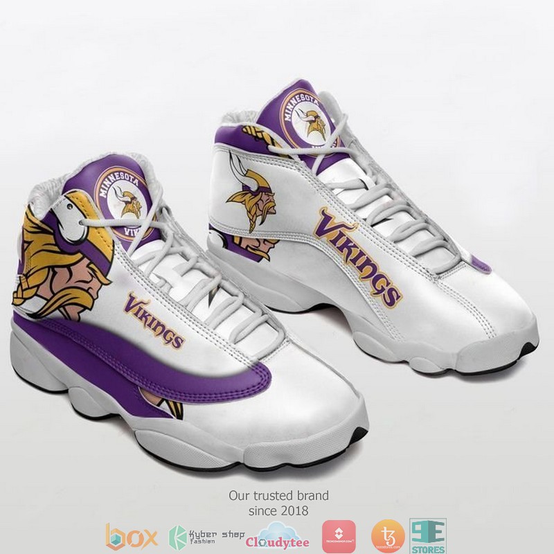 Minnesota Vikings football NFL big logo Air Jordan 13 Sneaker Shoes