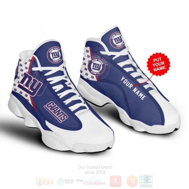 NFL New York Giants Football Custom Name Air Jordan 13 Shoes