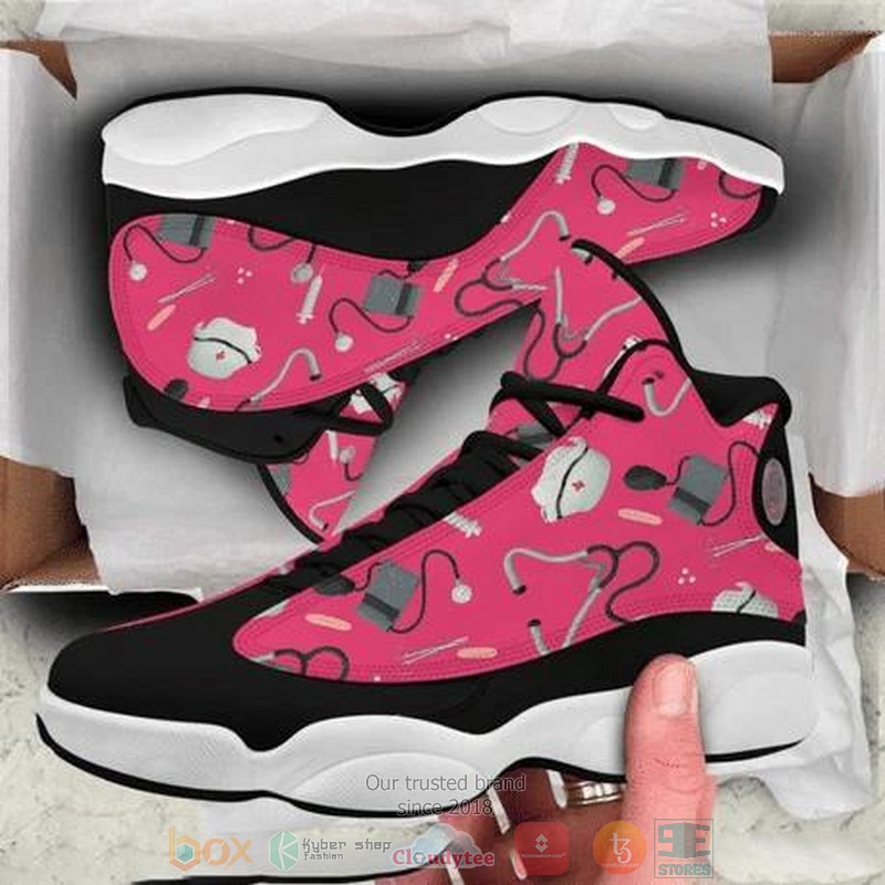 Nurse Tool parttern pink black Air Jordan 13 shoes