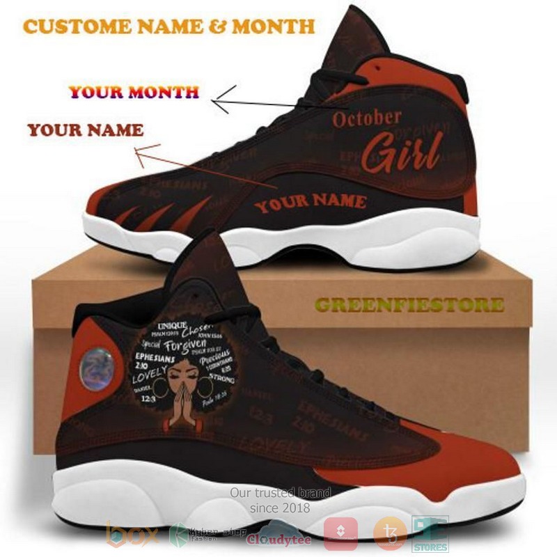 Personalized Black Queen Lady Curly Natural Afro African American Ladies custom Air Jordan 13 shoes
