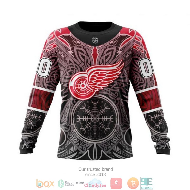 Personalized Detroit Red Wings NHL Norse Viking Symbols custom 3D shirt hoodie 1 2 3 4 5