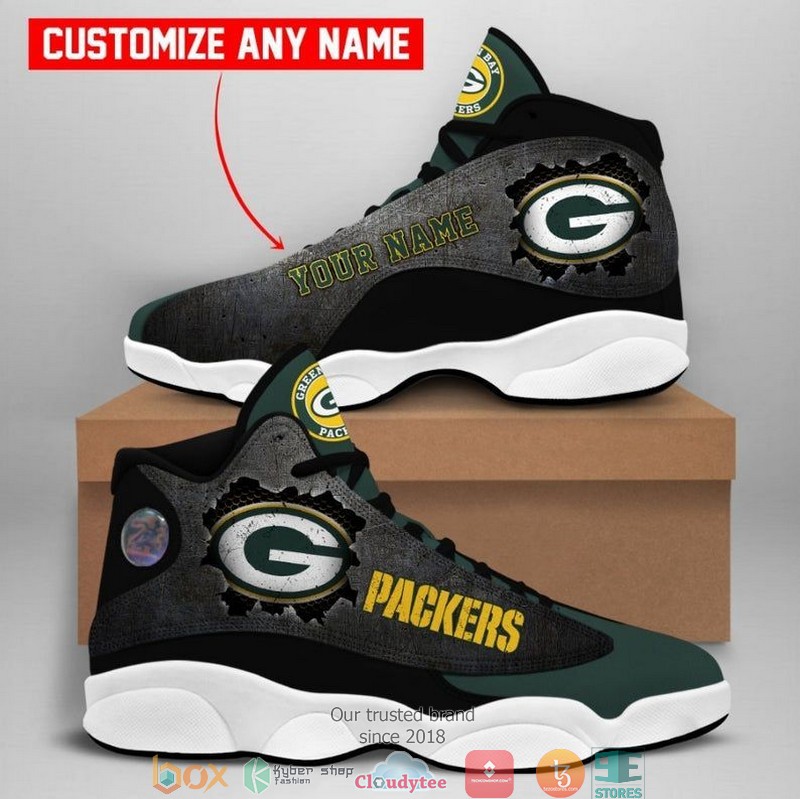 Personalized Green Bay Packers NFL big logo Football Team Air Jordan 13 Sneaker Shoes