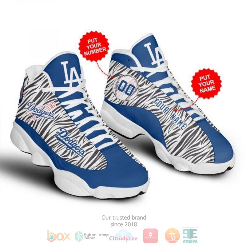 Personalized Los Angeles Dodgers football MLB logo camo custom Air Jordan 13 shoes