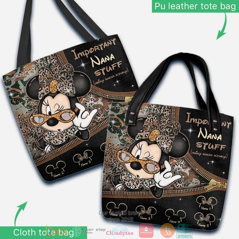 Personalized Minne Mouse Important Nana Stuff Tote bag 1 2 3