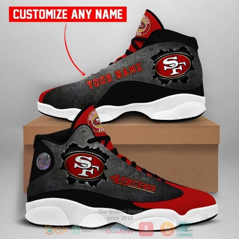Personalized NFL San Francisco 49ers logo Football Team custom Air Jordan 13 shoes