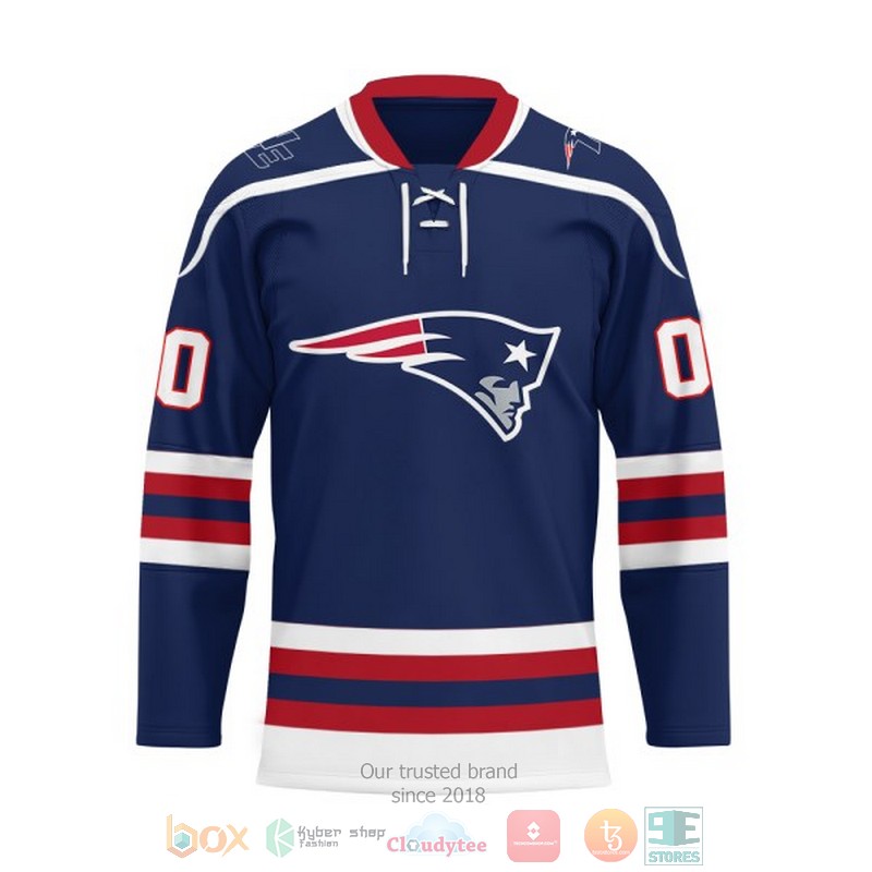 Personalized New England Patriots NFL Custom Hockey Jersey 1