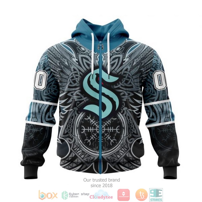 Personalized Seattle Kraken NHL Norse Viking Symbols custom 3D shirt hoodie 1