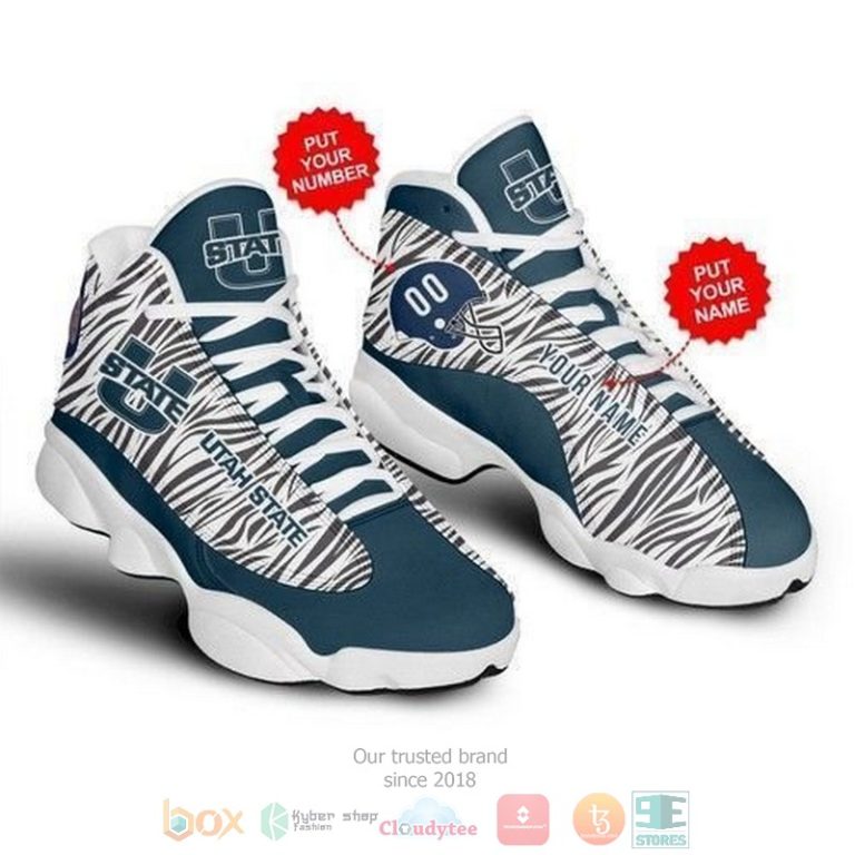 Personalized UTAH State Aggies football NCAA team custom Air Jordan 13 shoes