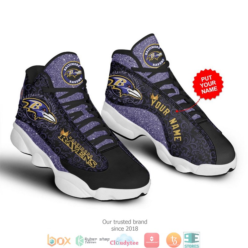 Personalized Baltimore Ravens NFL Galaxy Air Jordan 13 Sneaker Shoes